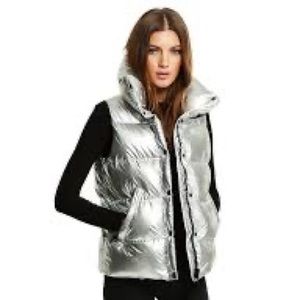 Sam Simone silver down puffer vest small NWT